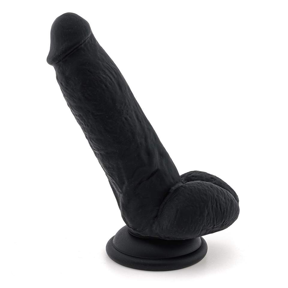 Czarne silikonowe dildo z jądrami dla kobiet – 13,5 cm