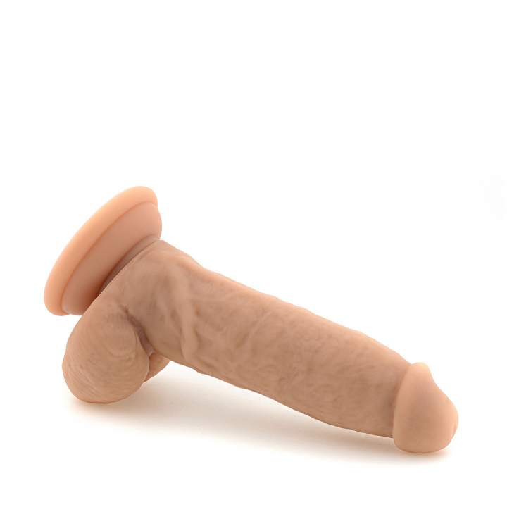 Cieliste silikonowe dildo z jądrami dla kobiet – 13,5 cm