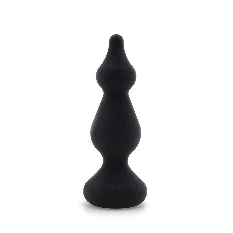 Czarny stopniowany korek analny z silikonu - średnica 3 cm