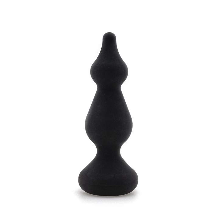 Czarny stopniowany korek analny z silikonu - średnica 3 cm