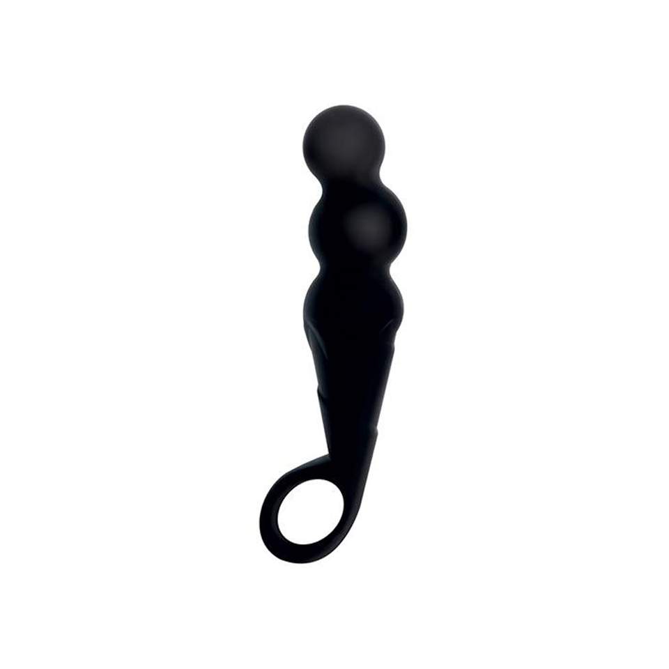 Czarne stopniowane dildo analne z koralikami – 14,5 cm