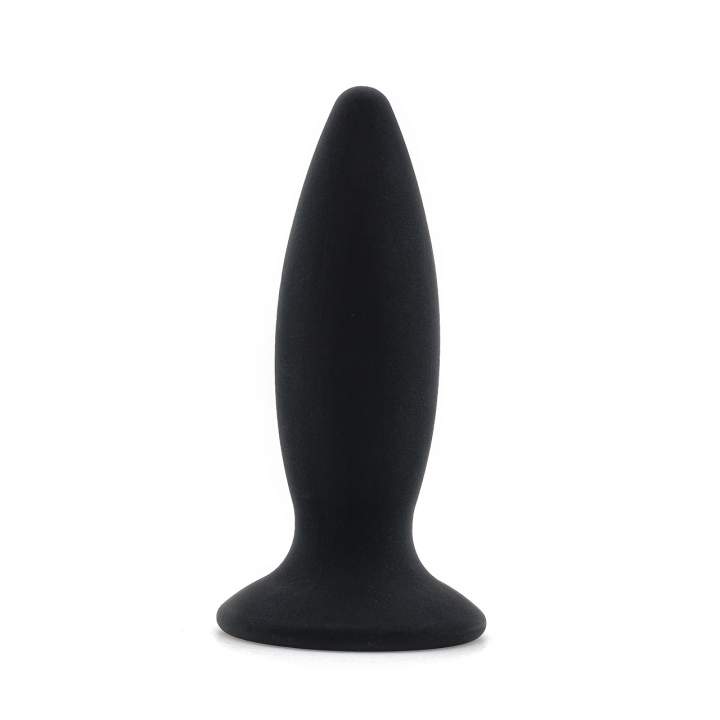 Czarny wibrujący korek analny z silikonu o aksamitnej powłoce, ładowany przez kabel USB - 12,5 cm