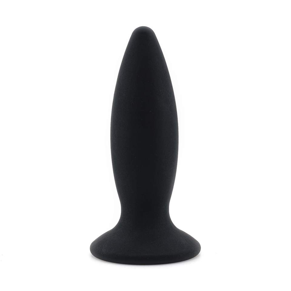 Czarny wibrujący korek analny z silikonu o aksamitnej powłoce, ładowany przez kabel USB - 14,7 cm