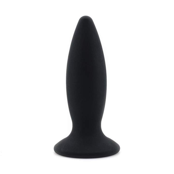 Czarny wibrujący korek analny z silikonu o aksamitnej powłoce, ładowany przez kabel USB - 14,7 cm