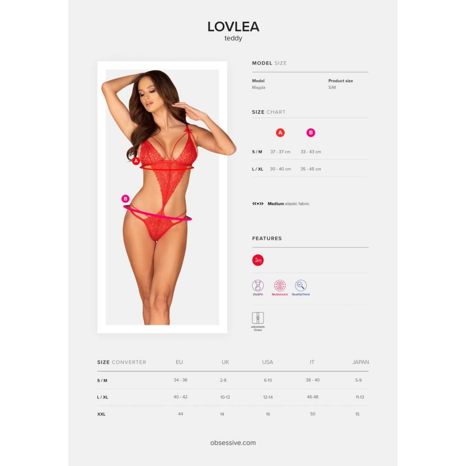 Czerwone Body Obsessive Lovlea to bielizna inspirowana miłością