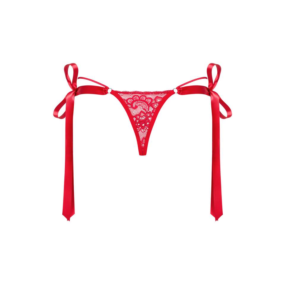 Czerwone stringi Obsessive Lovlea z kokardkami 