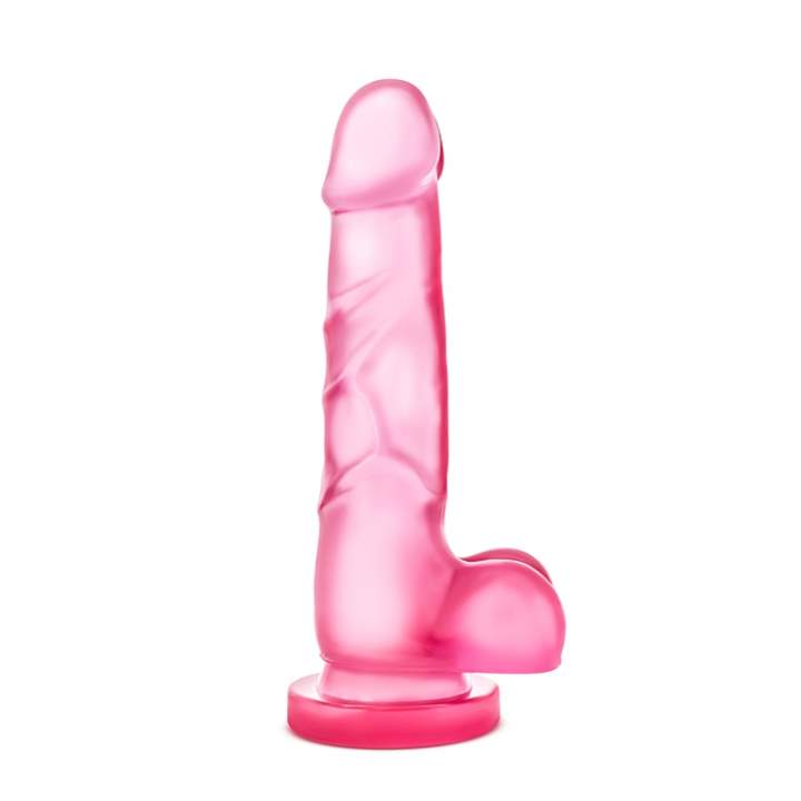 Różowe dildo z jądrami i przyssawką wykonane z PCV – 20 cm