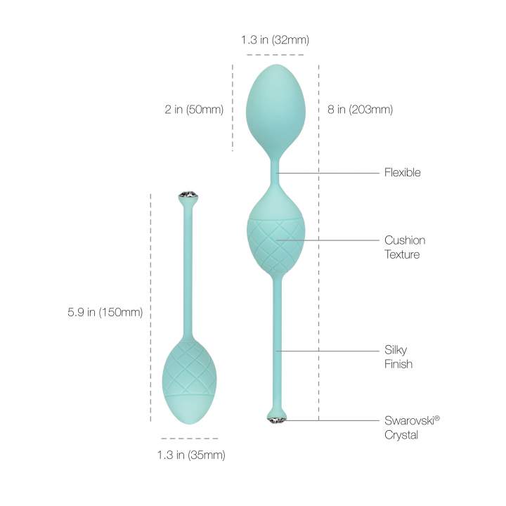 Miętowy zestaw kulek gejszy z kryształkiem Swarovskiego – od 3,2 do 3,5 cm