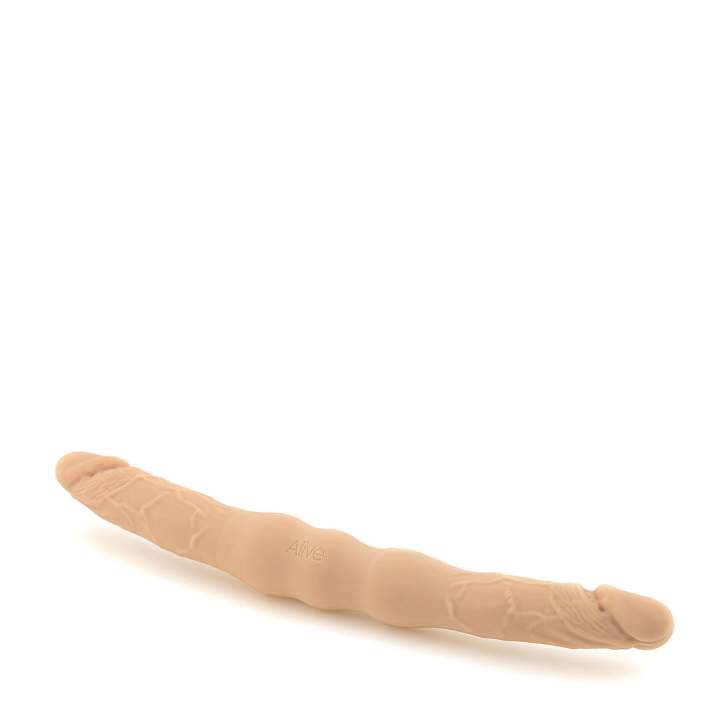 Duże silikonowe dildo dwustronne z elementami realistycznymi