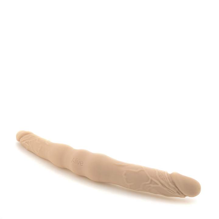 Duże silikonowe dildo dwustronne z elementami realistycznymi