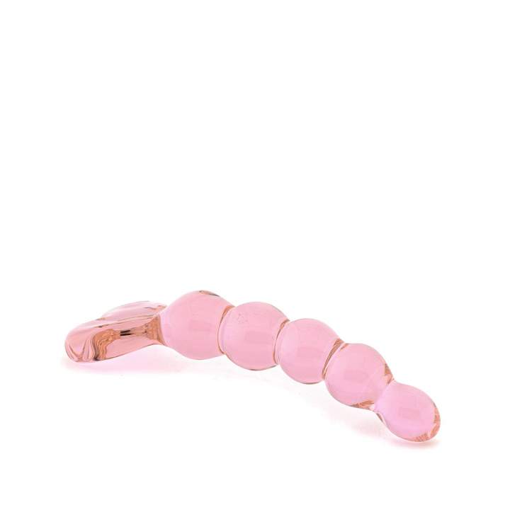Różowe szklane dildo z końcówką w kształcie serca