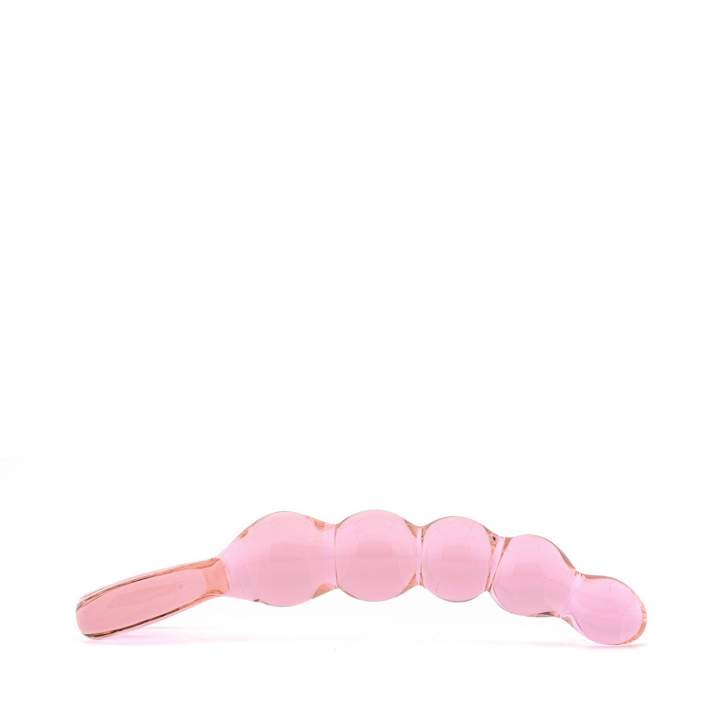 Różowe szklane dildo z końcówką w kształcie serca