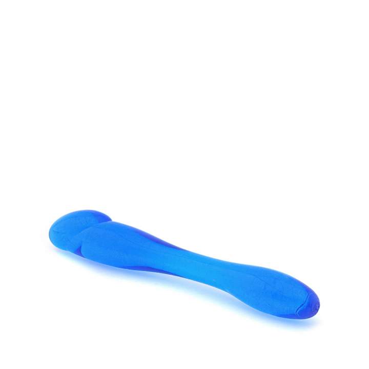 Niebieskie podwójne dildo żelowe do stymulacji waginalnej i analnej