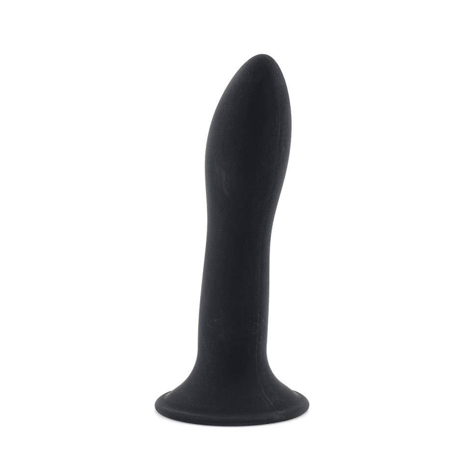 Małe termoaktywne dildo w czarnym kolorze z przyssawką
