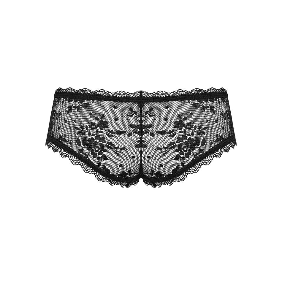 Czarne szorty Obsessive Behindy z transparentnej koronki