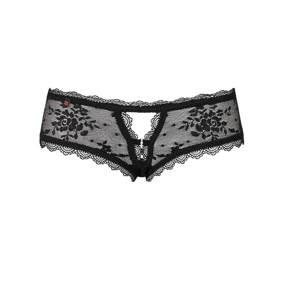 Czarne szorty Obsessive Behindy z transparentnej koronki