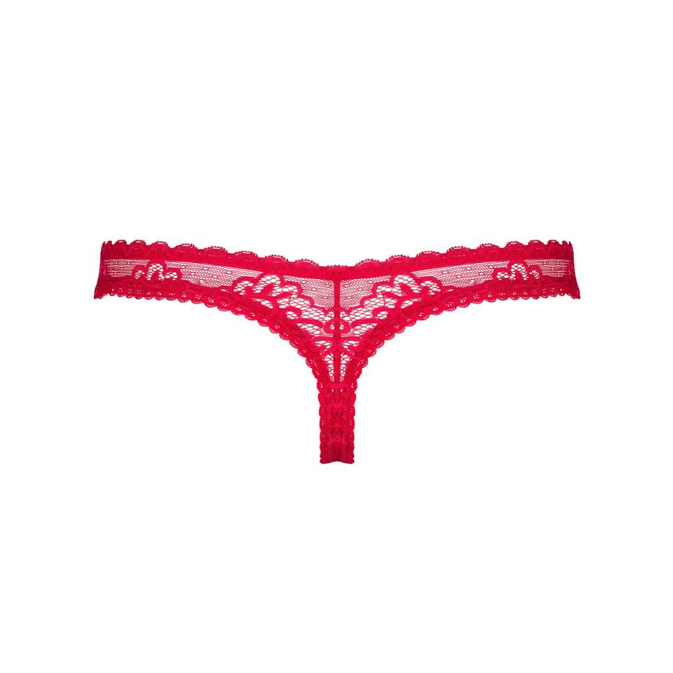 Namiętne czerwone koronkowe stringi Obsessive Rougebelle