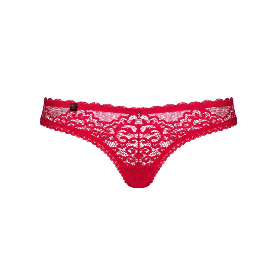 Namiętne czerwone koronkowe stringi Obsessive Rougebelle