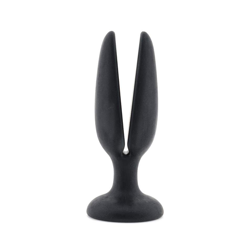 Czarny silikonowy korek analny z podwójną końcówką – 4 cm