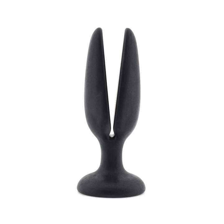 Czarny silikonowy korek analny z podwójną końcówką – 4 cm