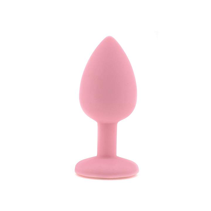 Różowy silikonowy korek analny z kryształem – średnica 3 cm