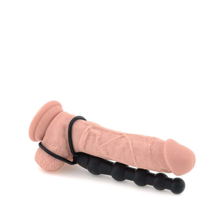 Czarny silikonowy strapon bez uprzęży do podwójnej penetracji – 15 cm