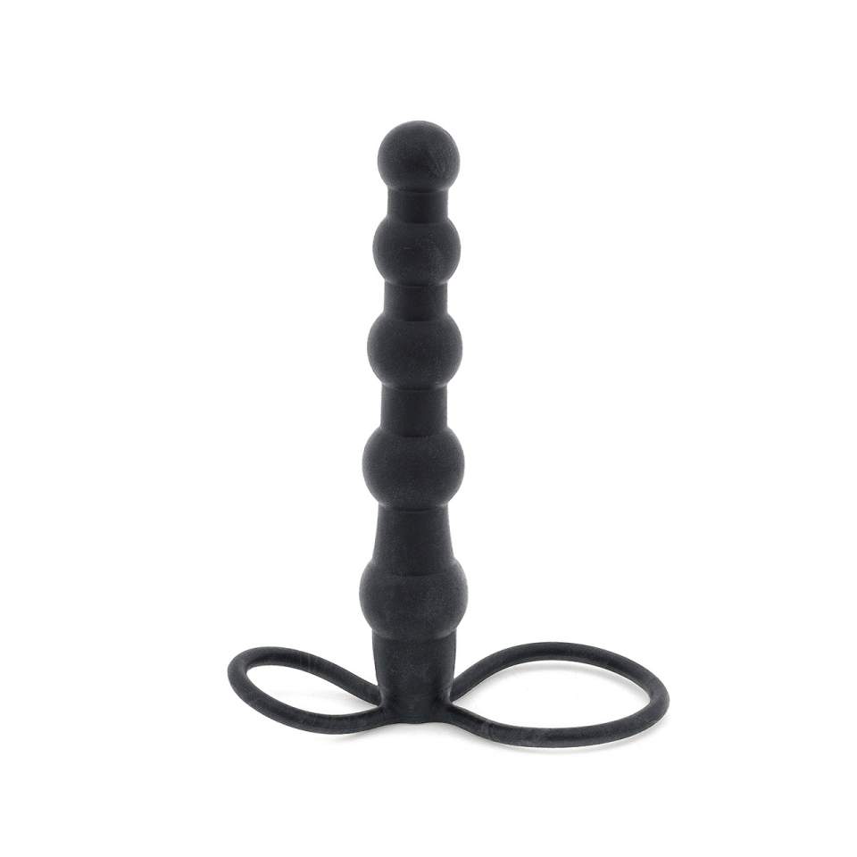 Czarny silikonowy strapon bez uprzęży do podwójnej penetracji – 15 cm