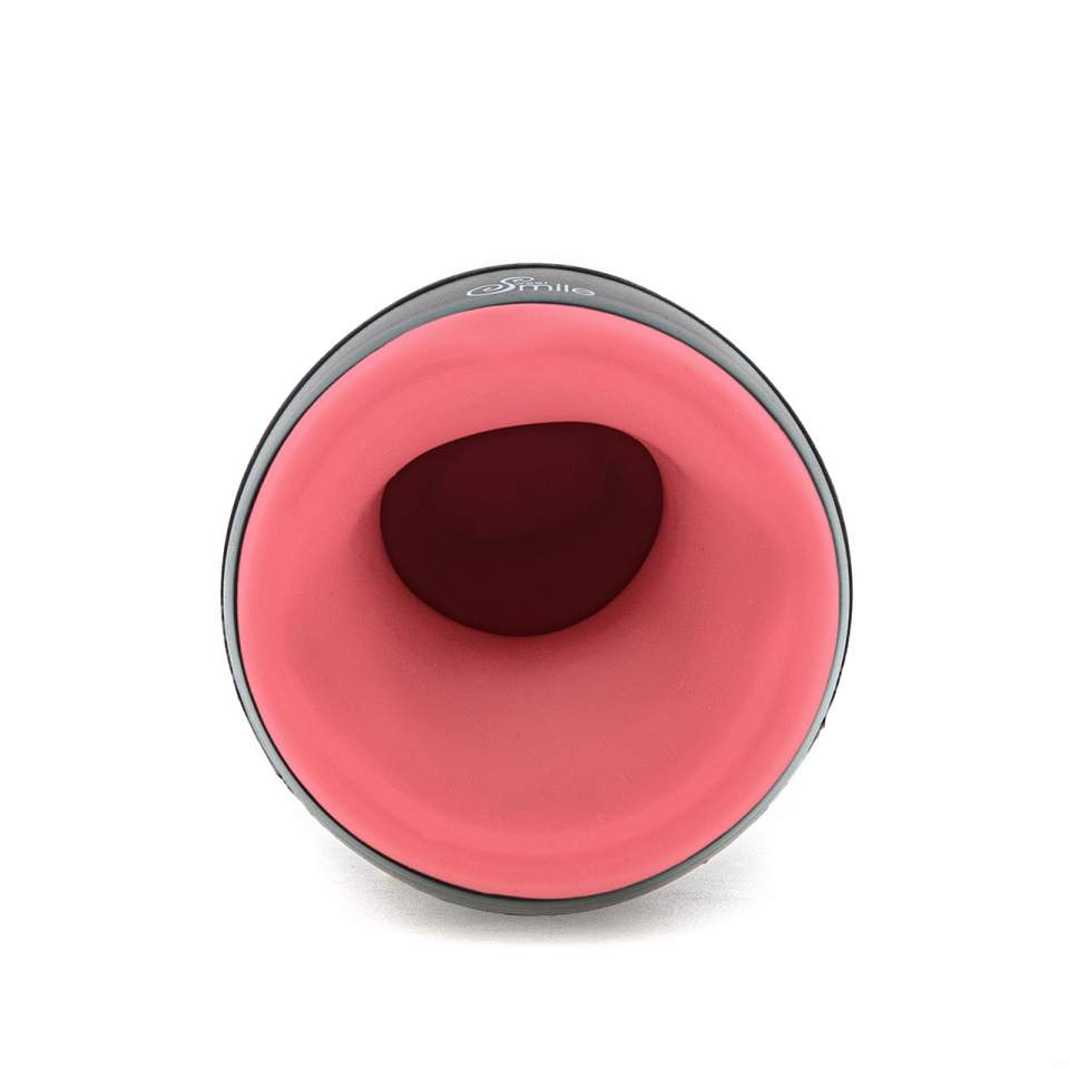 Czarny silikonowy masturbator żołędzia z wibracjami i funkcją grzania  – średnica 7 cm