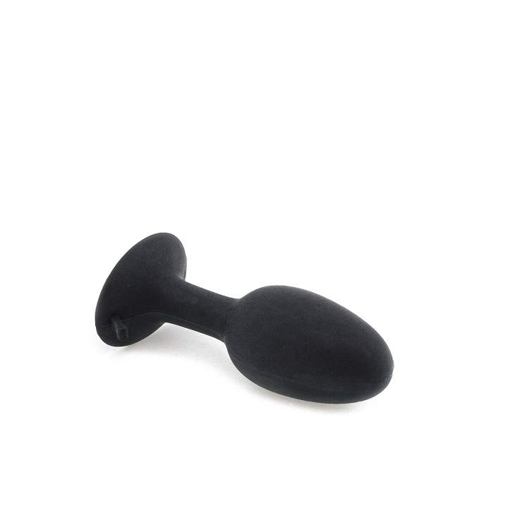 Czarny silikonowy korek analny z wibrującą kulką i mocną przyssawką - średnica 2,8 cm