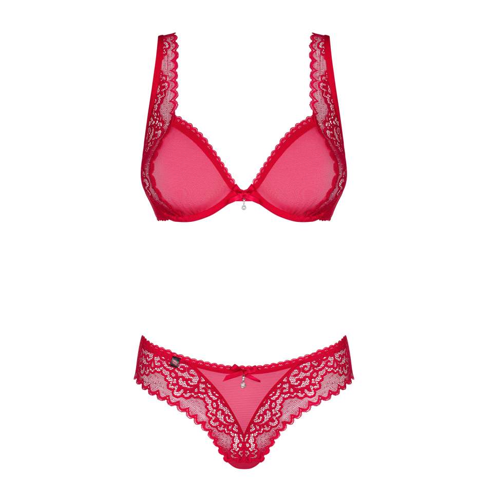 Dwuczęściowy czerwony komplet Obsessive Rougebelle