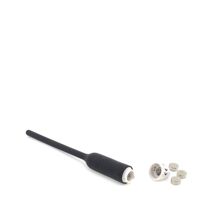 Czarny silikonowy dilator z wibracjami