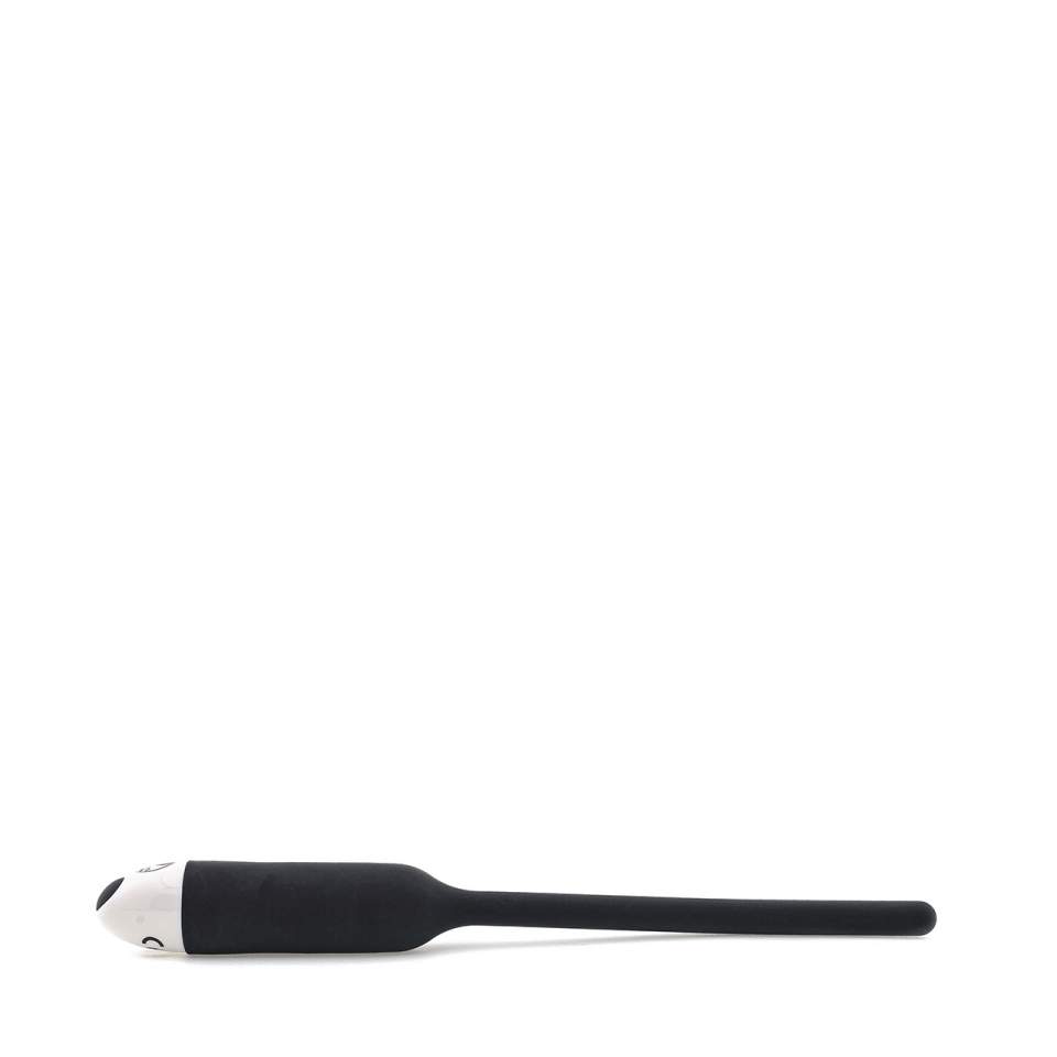 Czarny silikonowy dilator z wibracjami