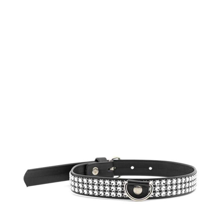 Obroża typu choker ze srebrnymi kryształkami