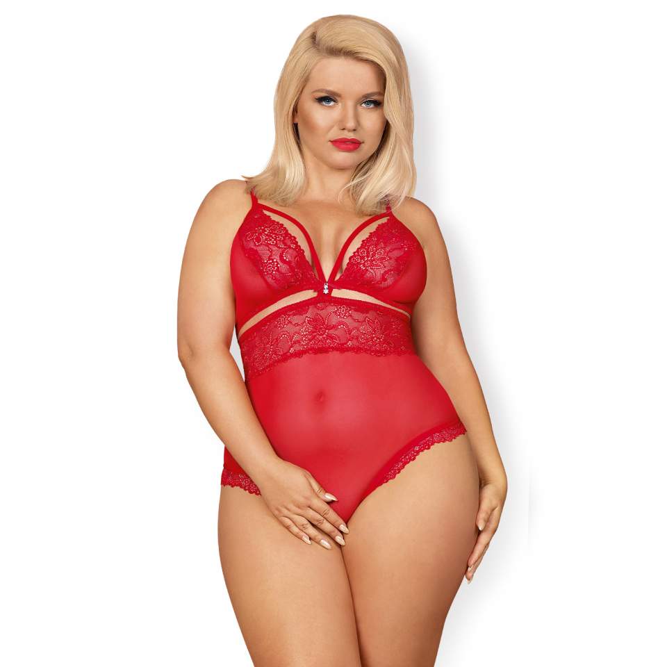 Body otwarte Obsessive 838-TED-3, czerwone, piekielnie kuszące