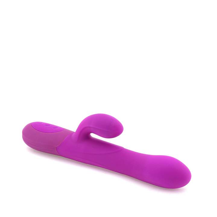 Silikonowy pompowany wibrator królik w kolorze fioletowym – 24,1 cm