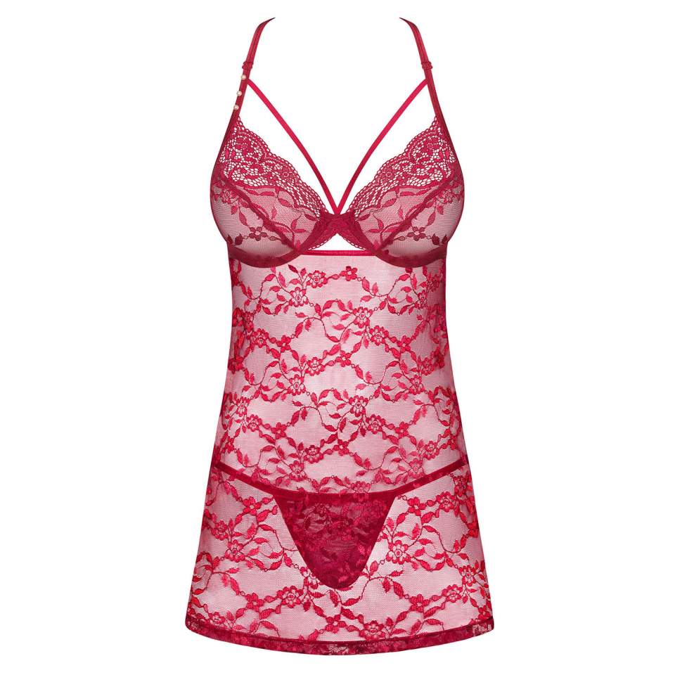 Zestaw Obsessive Ivetta-Bab - koszulka babydoll + stringi