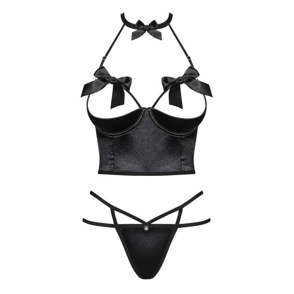 Czarny dwuczęściowy komplet Obsessive Delishya-Set-Black