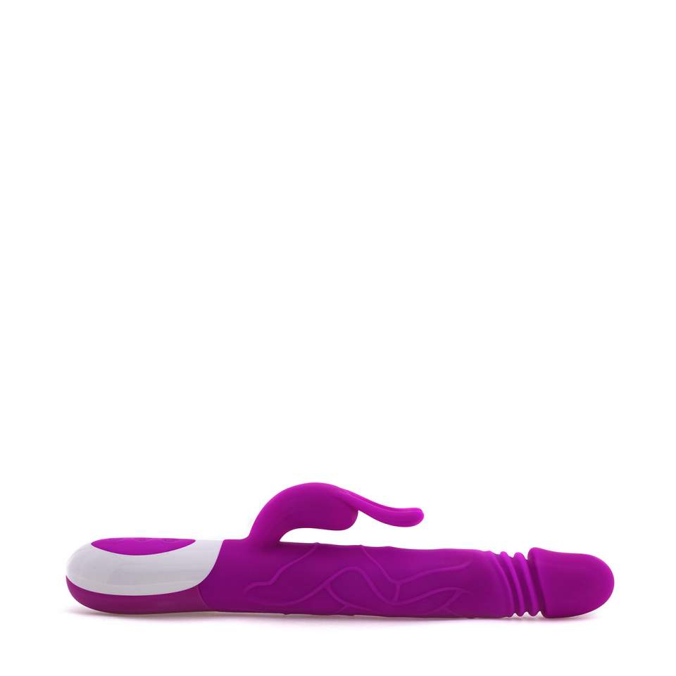 Fioletowy wibrator króliczek z koralikami – 26,7 cm