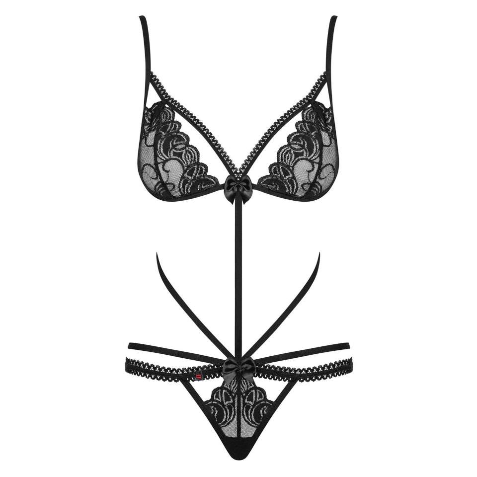 Czarne koronkowe body Obsessive Wonderia